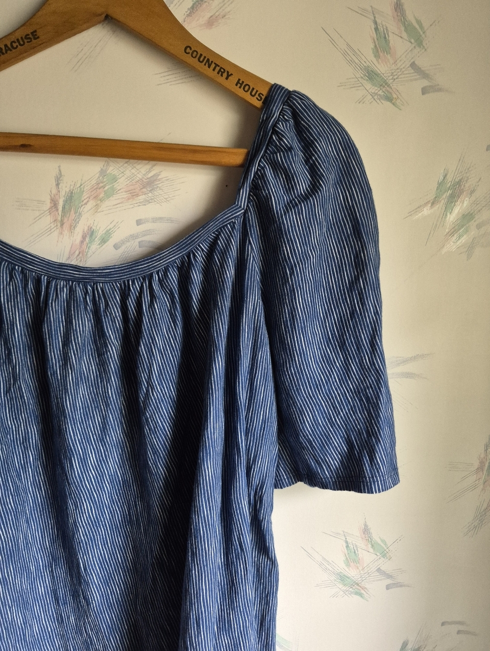 Anthropologie Postage Stamp Blue Striped Print Top Small - Picture 8 of 9